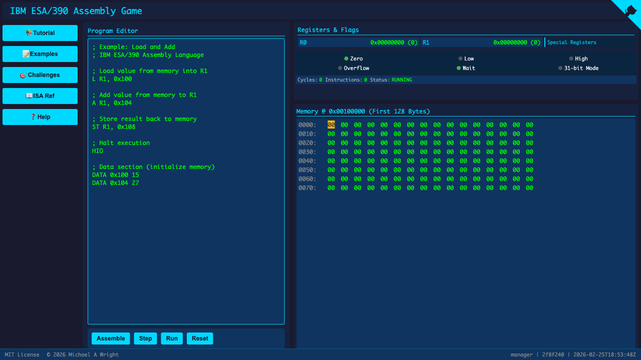 IBM ESA/390 emulator screenshot